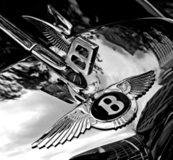Bentley's winged "B" badge and hood ornament