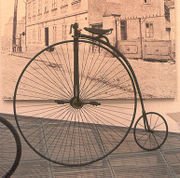 A penny farthing or ordinary bicycle photographed in the Skoda museum in the Czech Republic