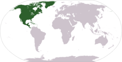 World map showing North America