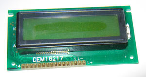 A general purpose alphanumeric LCD, with two lines of 16 characters.