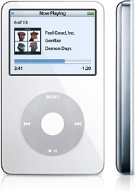 A hard-drive-based player (Apple iPod)