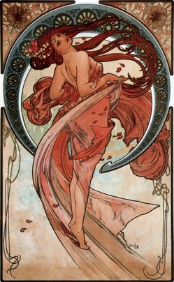 Alfons Mucha, lithographed poster Dancel (1898).