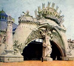 St. Louis World's Fair, (1904). Entrance to the Creation exhibit.