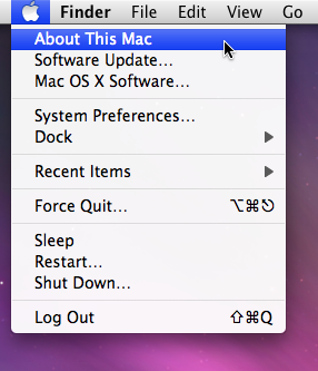 The Apple menu in Mac OS X v10.5 Leopard.