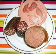 Plate with German Wurst (liver, blood and ham sausage)