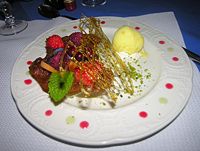 Dessert, as served in a Swiss mountain restaurant