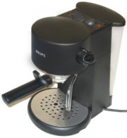 A typical, pump-driven consumer espresso machine.