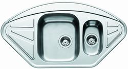 Many modern sinks are made of stainless steel such as this self-rimming example