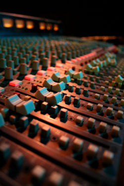 Mixing desk used for live performances.