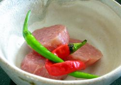 Som mou, a Lao "ham" dish, which can also be liked to salami in Western Society. Similar to the Vietnamese nem chua