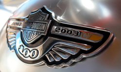 Anniversary badge on a 2003 Harley-Davidson