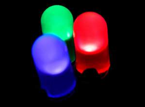 Three LEDs of different colors.