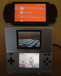 Sony PSP pictured above a Nintendo DS