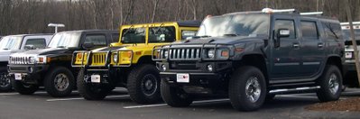 2006 Hummer lineup: H3, H1, and H2 (L-R)