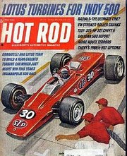 Hot Rod magazine cover showing Lotus Turbine Indy car