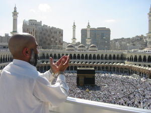 The Pilgrimage (Hajj) to Kaaba, Masjid al Haram, Mecca, is one of the five pillars of Islam or one of the roots of religion (for the Shi'a).