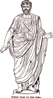The toga was the characteristic garment of the Roman citizen. Roman women (who were not considered citizens) and non-citizens were not allowed to wear one.