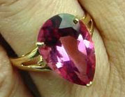 Example of Heat Treated Topaz-Pink Topaz Pear Cut Ring