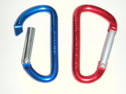 These inexpensive decorative carabiners have an anodized aluminium surface that has been dyed and are made in many colors.