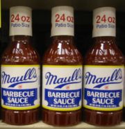 Bottles of a tomato based barbecue sauce from the American Mid-West: Maull's