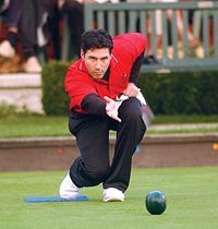 A young lawn bowler