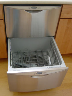 A two drawer DishDrawer dishwasher.
