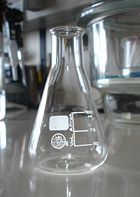 Laboratory glassware made from borosilicate glass (Erlenmeyer flask)