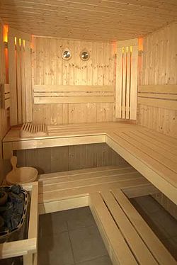 Inside a modern sauna