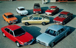 Press photograph of the newly merged Audi NSU range, 1969.
