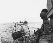Canadian corvettes on antisubmarine convoy escort duty during World War II.